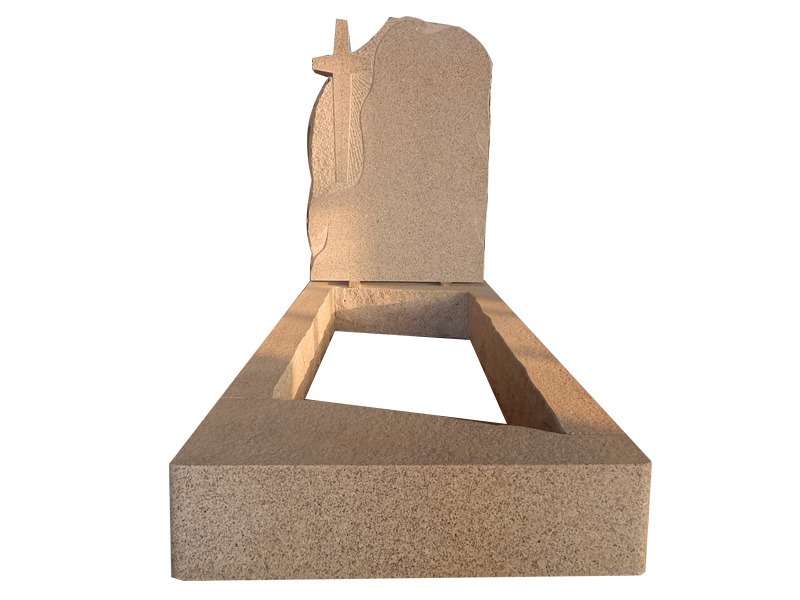 White Granite Cross Headstone With Sandblasted Finish For Graves