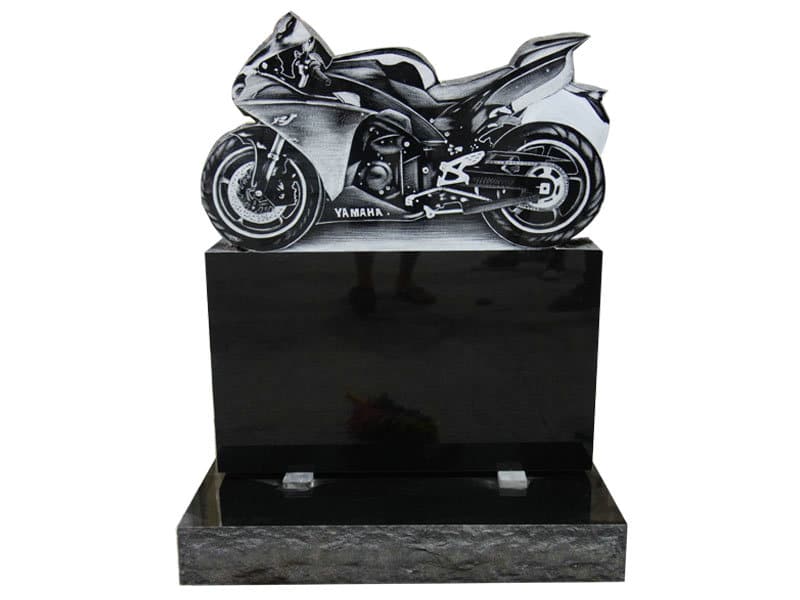Customize Style Motorcycle Headstones With Black Granite