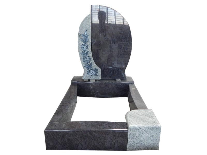 Carved Rose Monument Mixed Bahama Blue And Grey Granite
