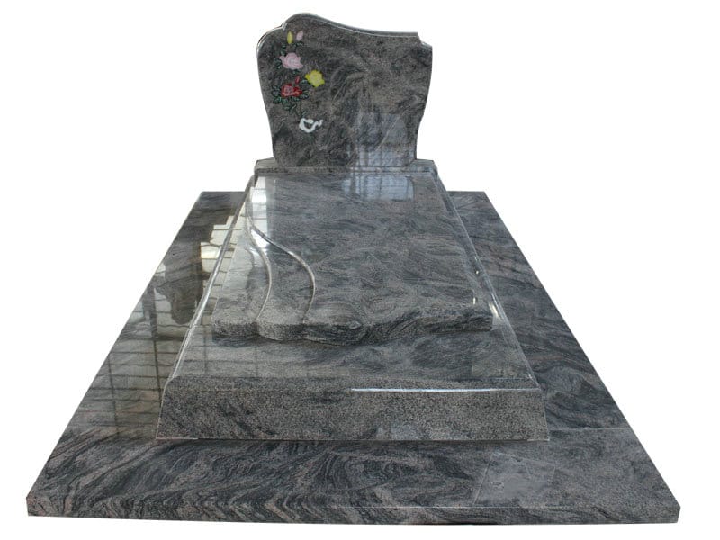Sand Wave Granite Carved Flower Cremation Headstones