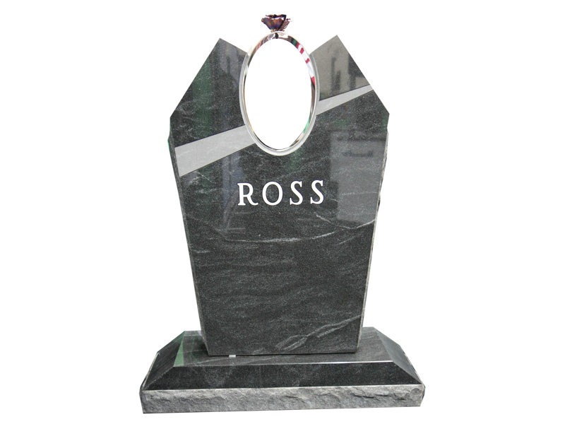 Dark Grey Granite Headstones With Roses In Aluminum Designs