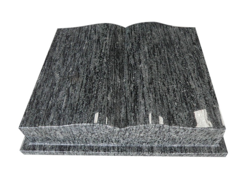 Green Granite Open Book Shaped Gravestone