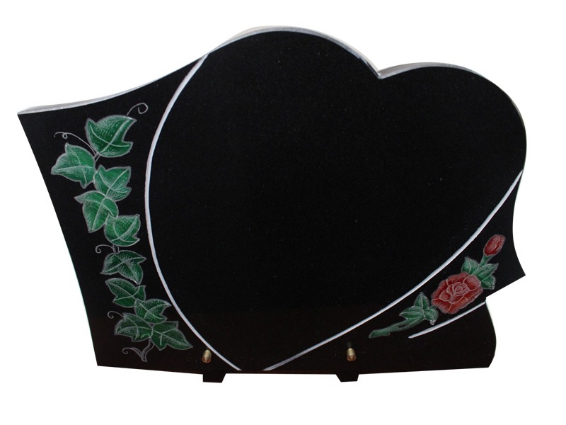 Black Granite Engraved Heart Memorial Plaques For Graves