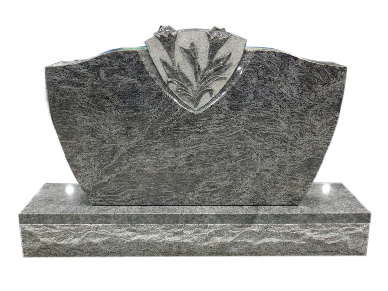  Popular Style Carved Lily Memorial With Bahama Blue Granite