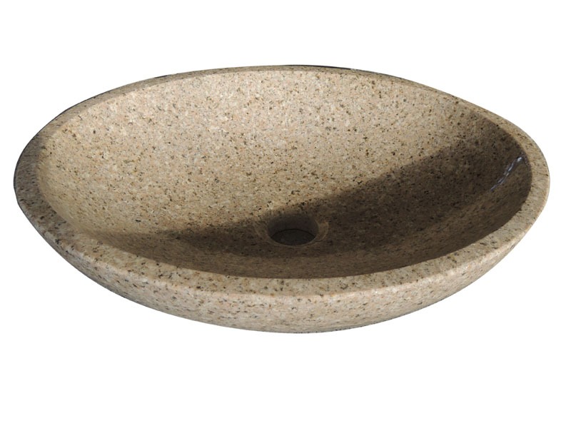 Round Bathroom Basin With Yellow Granite For Bathroom Decoration