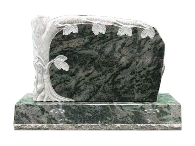 Olive Green Granite Tree Headstone Designs