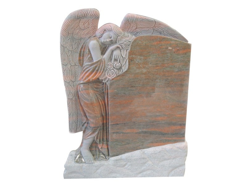 Precious Standing Angel Memorials For Graves With Red Granite