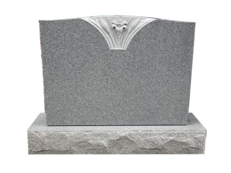 Popular Style Grey Granite Engraved Flowers On Headstones