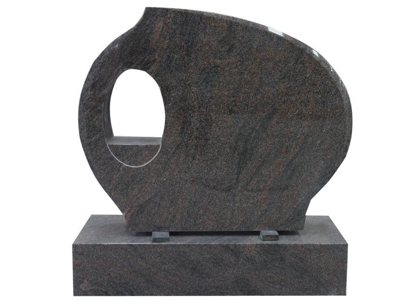 Red Granite Teardrop Shape Norwegian Style Tombstones For Cemetery