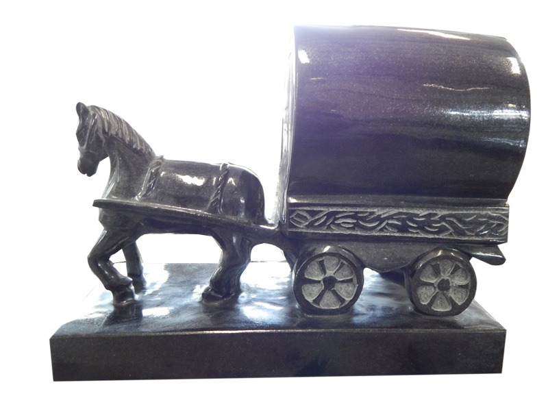 Black Granite Handmade Large Horse Statue For Funeral