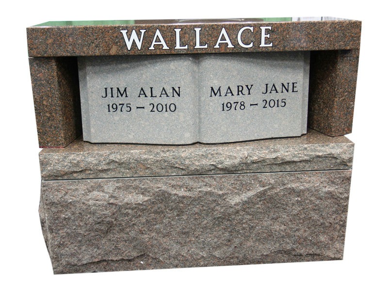 Custom Carved Book Double Monuments For Grave