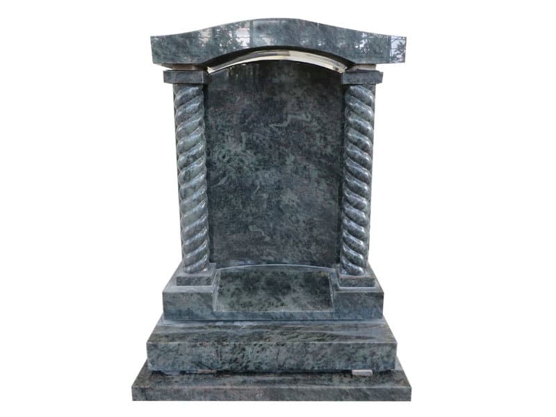 Custom Green Granite Headstones With Carved Rope Shape Columns