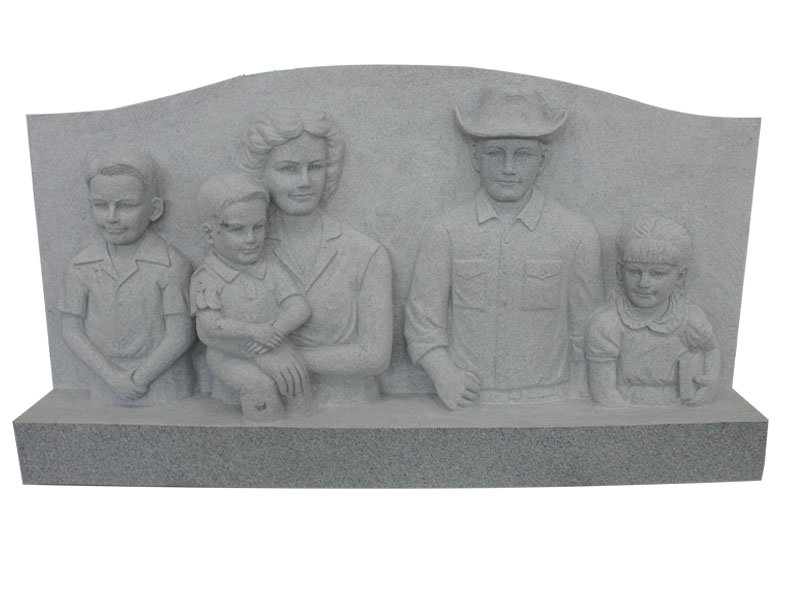 Custom Style Headstones With Carved Happy Family