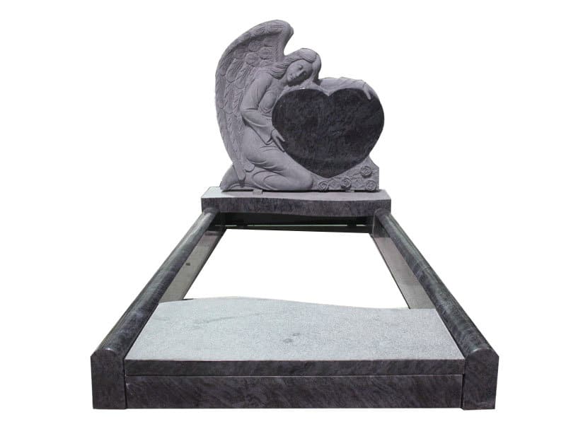 Custom Bahama Blue Granite Angel Holding Heart Monuments