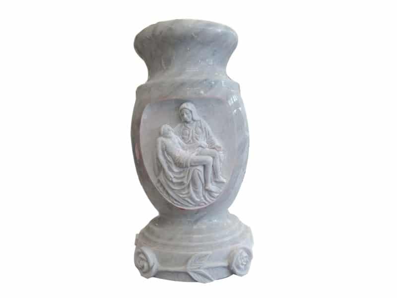 Carved Rose And Jesus Cemetery Vases For Headstones