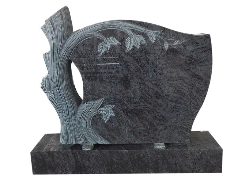  Carved Tree Headstone With Bahama Blue Granite