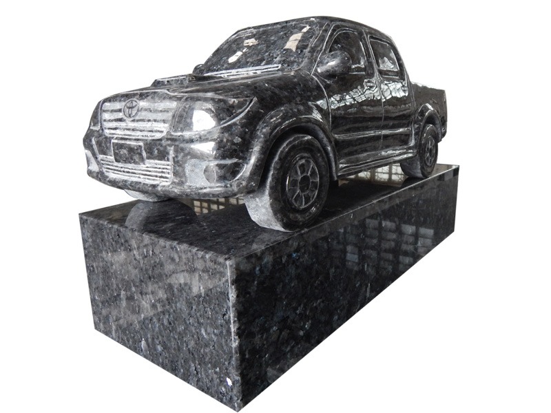 Handmade Blue Pearl Granite Car Statue For Cemetery