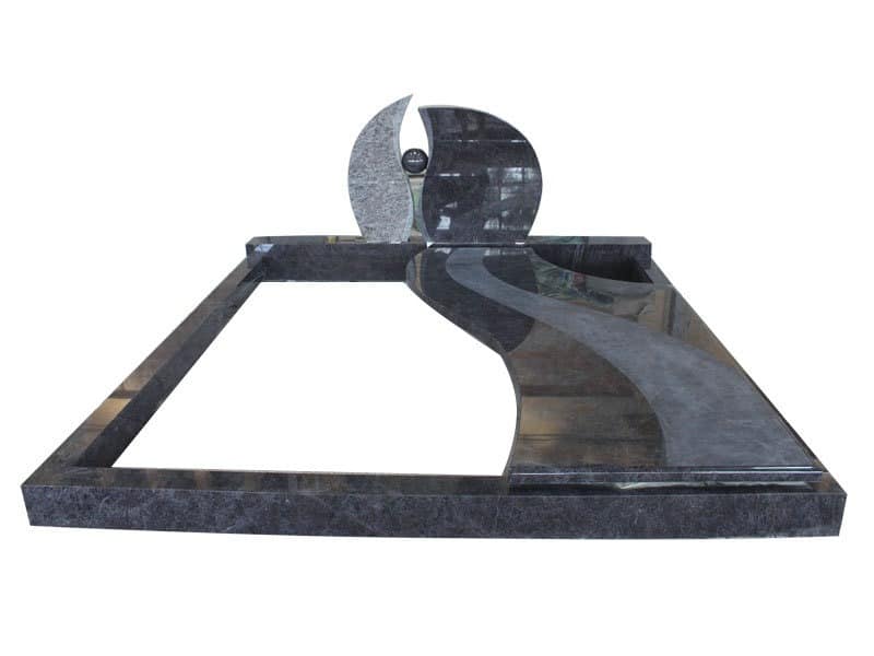 Special Teardrop Shaped Bahama Blue Granite Headstone For Sale