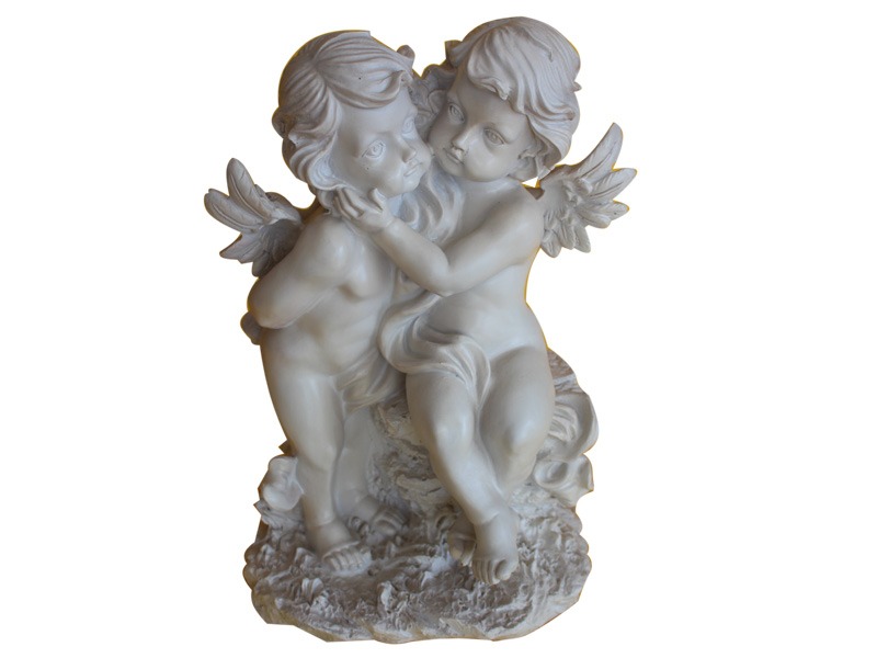 Pretty Double Marble Angel Statue For Funeral