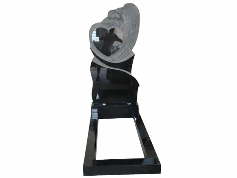 Russian Style Shanxi Black Tombstone With Angel And Heart