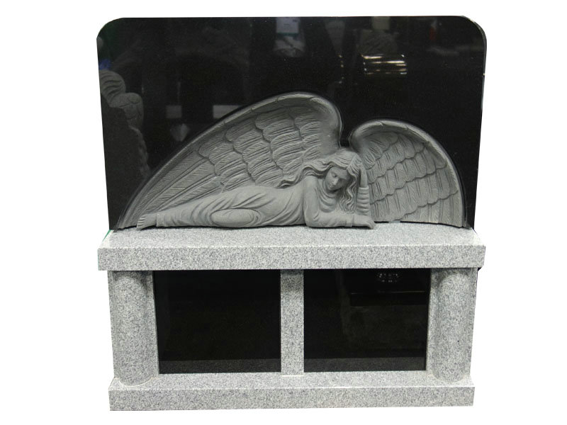 Granite Angel Memorial Benches With Two Niches