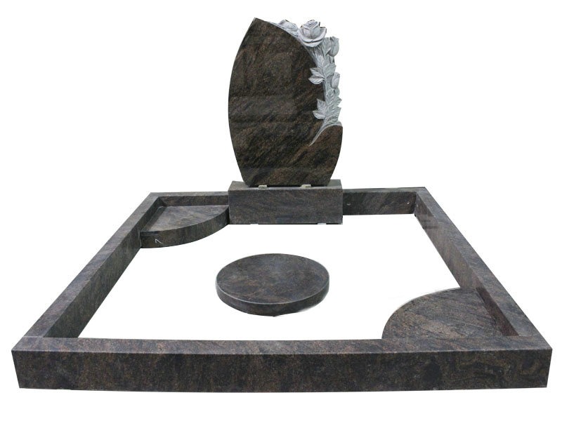 Aurora Granite Teardrop Shaped Headstone With Engraving Rose