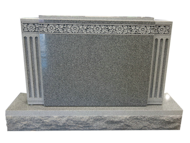 Grey Granite Carved Flower Monuments With Fluted Columns