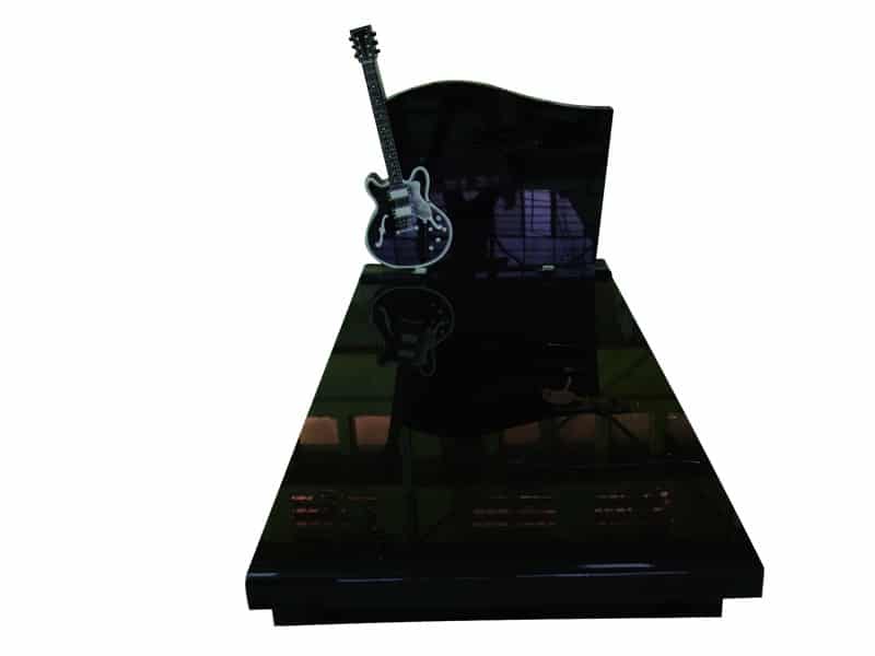 Popular Design Guitar Shaped Headstones With High Quality Black Granite
