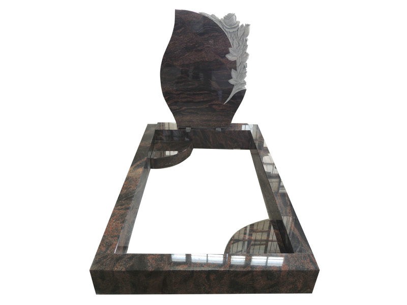 Teardrop Shaped Rose Headstone Designs In Aurora Granite