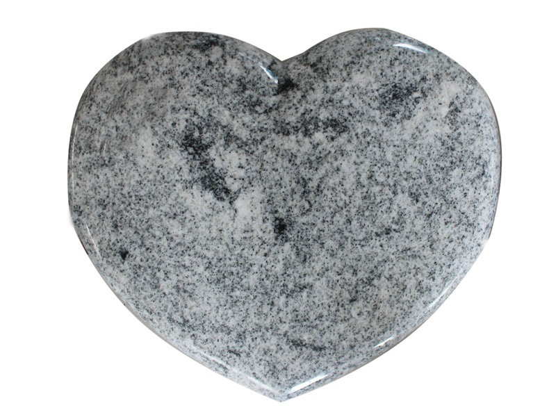 Simple White Granite Flat Heart Shaped Headstone