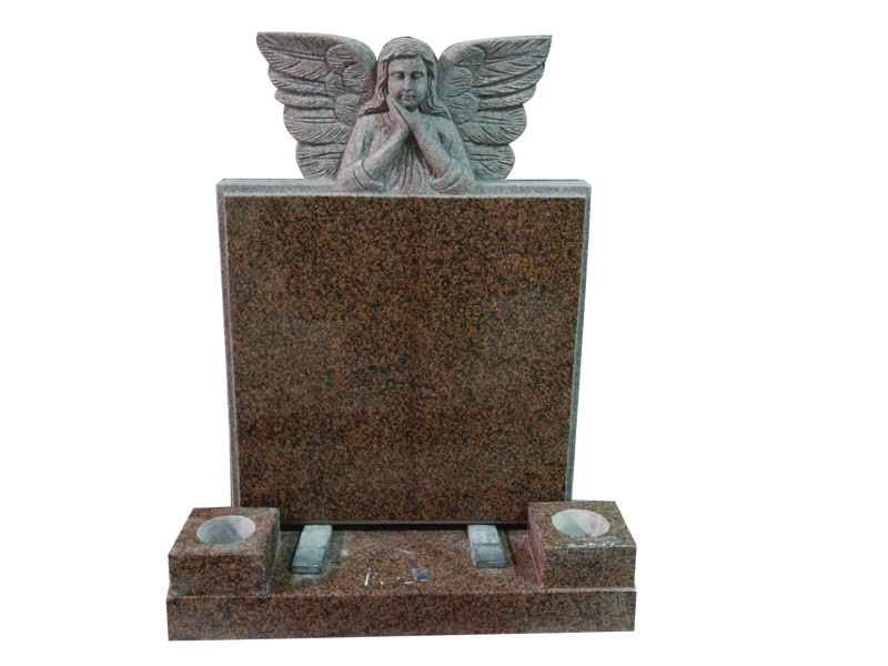 Exquisite Sleeping Angel Wings Memorial With Balmoral Red Granite