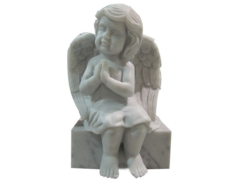  White Marble Praying Angel Baby Statue For Grave