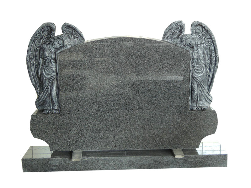 Double Standing Angel Granite Heart Headstone For Funeral