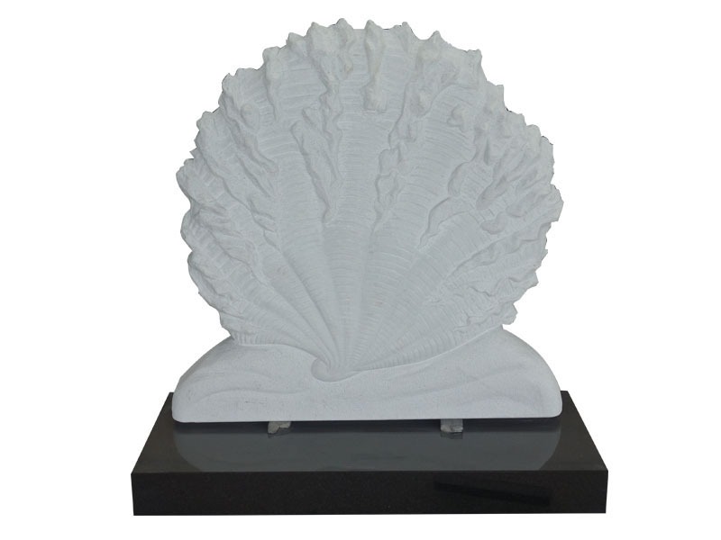 Beautiful Carved White Marble Shell Shape Headstone